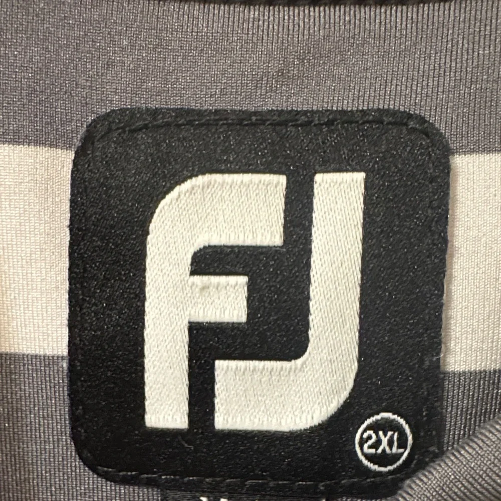 FootJoy Gray and Salmon Striped Polo Shirt - Picture 2 of 5